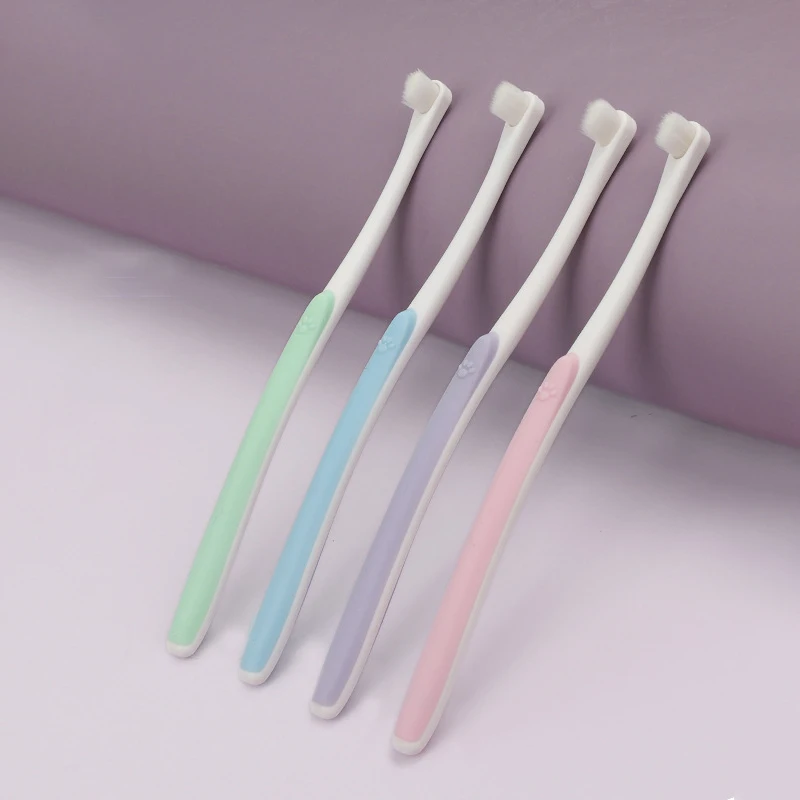 

1pc Soft Round Head Toothbrush for Small Dogs Oral Cleaning Dental Care Cat Toothbrush with Comfortable Handle Pet Care Supplies