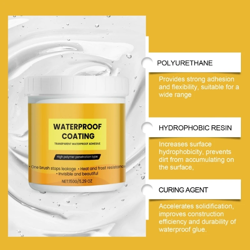 عامل شفاف مقاوم للماء 5.29 أونصة، عامل طلاء مقاوم للتسرب لسقف البلاط