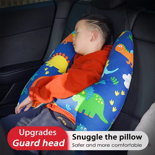 Imagen 1 del producto 1 Juego de almohada de viaje en forma de H con soporte para la cabeza y el cuello para dormir en coche para niños y adultos, cojín para asiento de coche, almohada de seguridad para el cuello para niños y mujeres