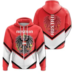 Austria Flag Map 3D Printed Zip Up Hoodie For Men Clothes National Emblem Eagle Kids Hoody Fashion Coat Of Arms Sweatshirts Tops