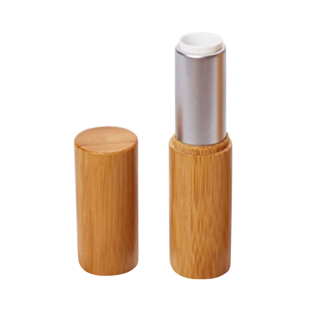 3Pcs 12.1mm Empty Lip Balm Tubes with Lids Bamboo Inspired DIY Lipstick Container Set for Travel Work Makeup Artists