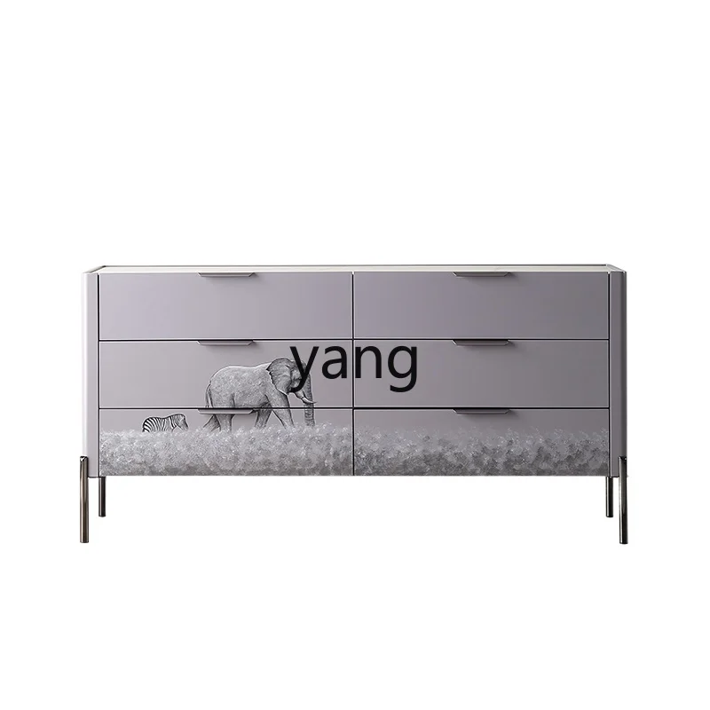 

Yjq Solid Wood Bedroom Storage TV Cabinet Post-Modern Simple Hallway Partition Decoration Chest of Six Drawers