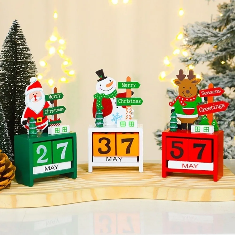 Countdown Christmas Winter Wooden Ornament Reindeer Merry Christmas Party Table Centerpiece Creative Exquisite