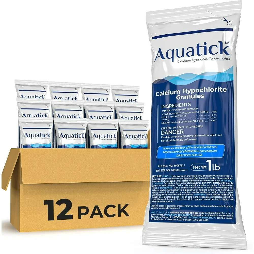 Pro-Grade Chlorine Pool Shock 68% Cal-Hypo Granular Sanitizer Prevents Bacteria & Algae Restores Crystal Clear 6/12/24 X 1lb