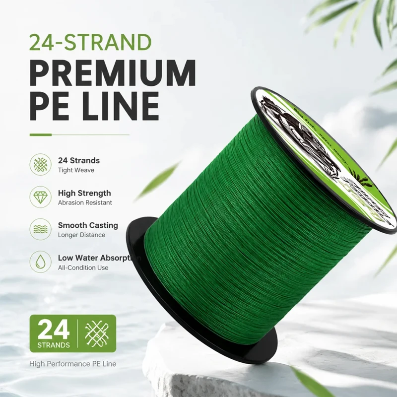 PE-Leine X24 Stränge Geflochtene Angelschnur 300/500/1000M Multifilament Geflochtene Angelschnur für Süß- und Salzwasser Extrem Stark
