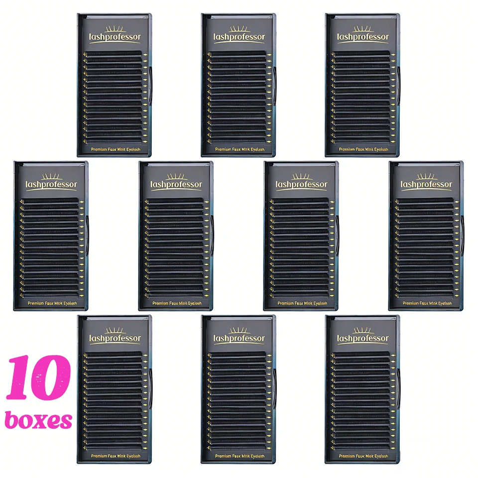 

Lashprofessor 10 Cases/Lot Wholesale 0.03 0.05 0.15 0.20 Korea Matte Black Volume Lash Individual Cashmere Lash Extensions Trays