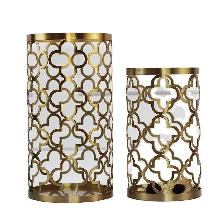 interior cylindrical high gold Indian decorative living room unique metal vase