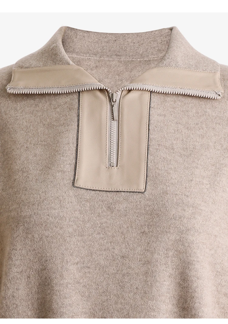 BC902 Hochwertiger Luxus-Damenpullover mit Revers, langärmelig, Herbst/Winter, 100% Kaschmirpullover – Detail 15