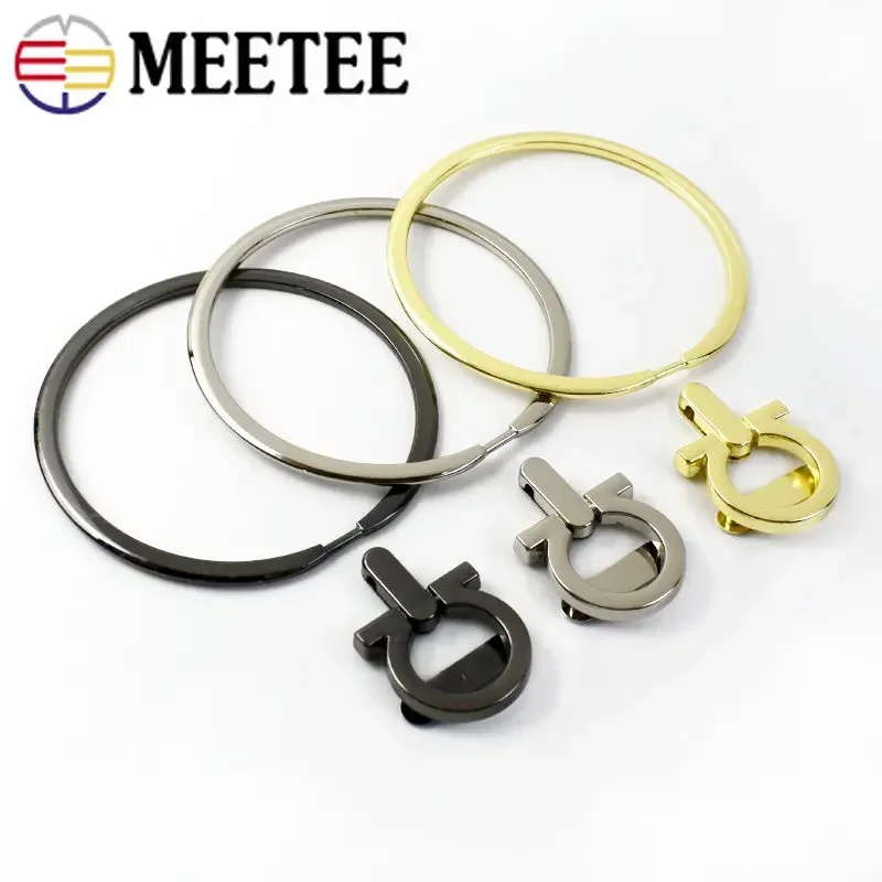 Meetee 2Pcs 88mm(3.46inch) O Ring Metal Buckles Bag Handles Bracket Hook Making Handbag Hardware Hand Rings Buckle Accessories