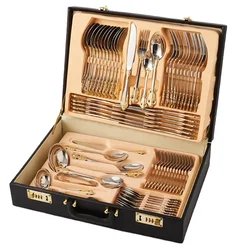 304 72 pcs flatware 72pcs Spoon Fork and Knife Piece Stainless Steel Gold sliver dinnerware Set 12 People Service With Gift Box