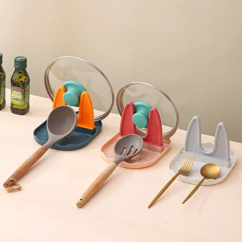 Creative Plastic Spatula Rack Holder Household Spoon Mat Chopsticks Pot Cover Storage Kitchen Rack Countertop Shelf Lid Holders