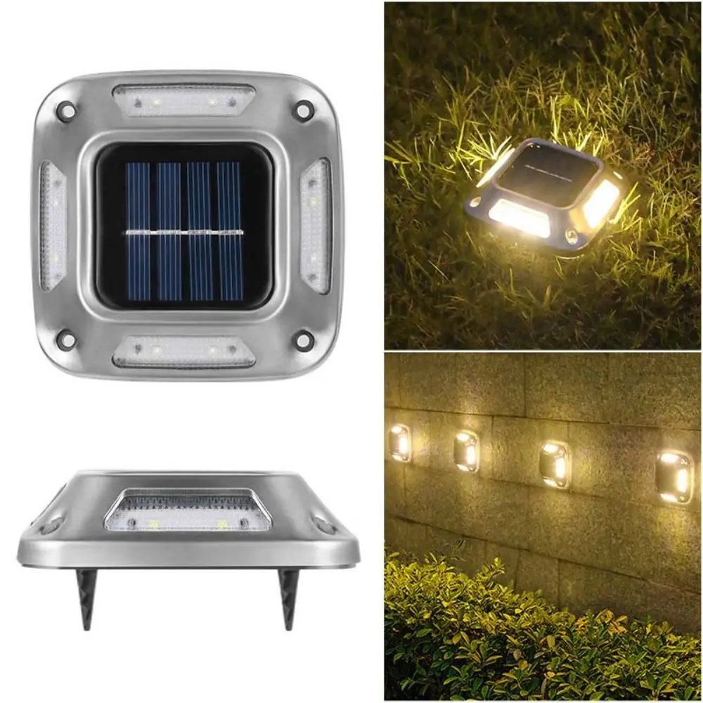 

8 LEDs Solar Ground Light Stainless Steel Square Road Stud Lights Intelligent Light Control Waterproof Driveway Marker Light