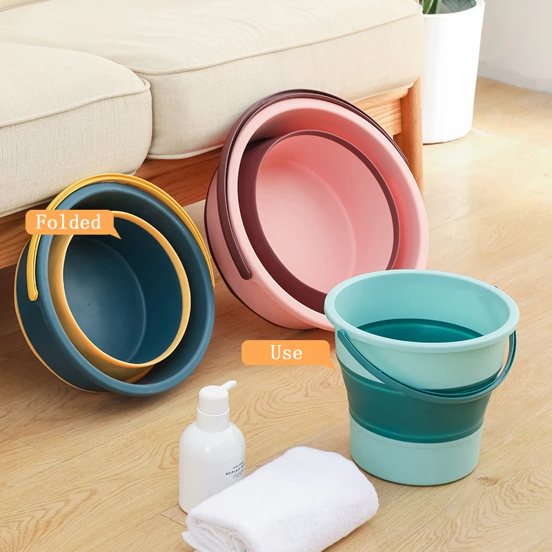 Collapsible Foldable Bucket with Handle, Portable Water Bucket Basin for Camping, Cleaning, Travel and Outdoor Activities