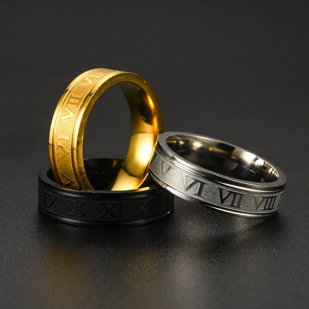 Minimalism Stainless Steel Roman Digital Men Women Ring Punk High Quality Fashion Jewelry For Party Gifts Accessory Wholesale