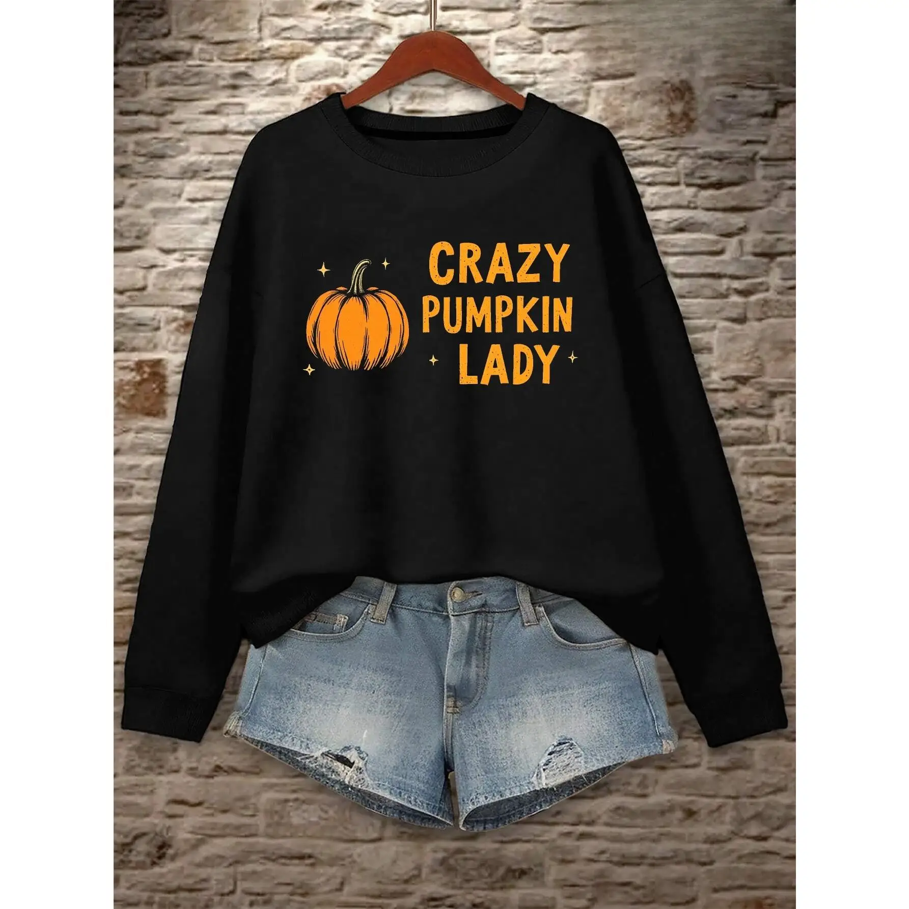 

Crazy Pumpkin Lady Sweatshirt for Women, Funny Autumn Fall Season Pullover, Halloween Thanksgiving Holiday Tops