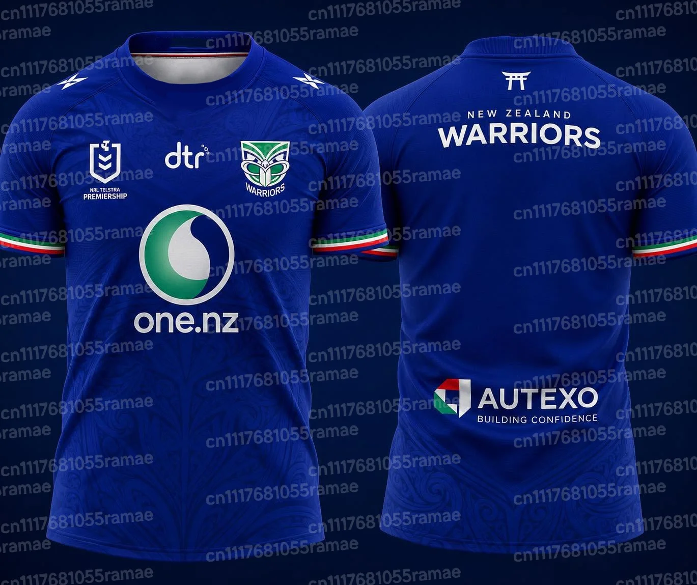 Familien-Matching Warriors Maori Tribal Metallic Print Rugby-Trikot Oversized Einfarbig Schwarz Vollständiges Koru-Muster Nummer 1 – Detail 10