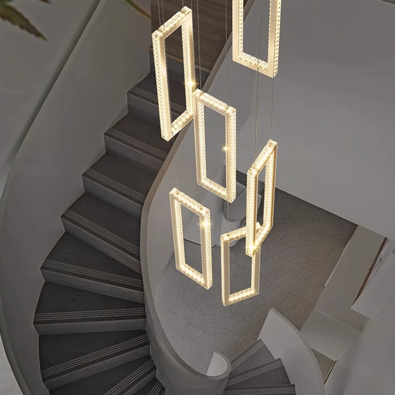 Modern Crystal Stair Chandelier Lights Indoor Lighting Ceiling Lamp Hanging Light Led Chandeliers For Living Room Indoor Lightin
