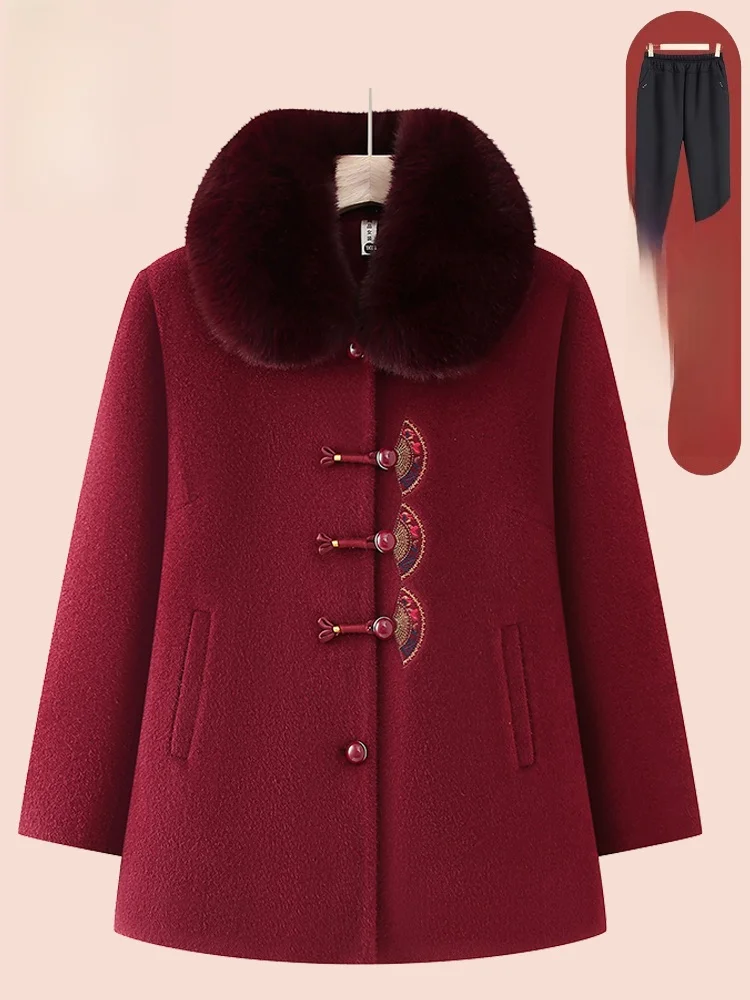 

andma's Winter Faion Thiened Fur Collar Velvet Jaet with Fce Inner Old Faioned Sle Chinese Brand Women Coat