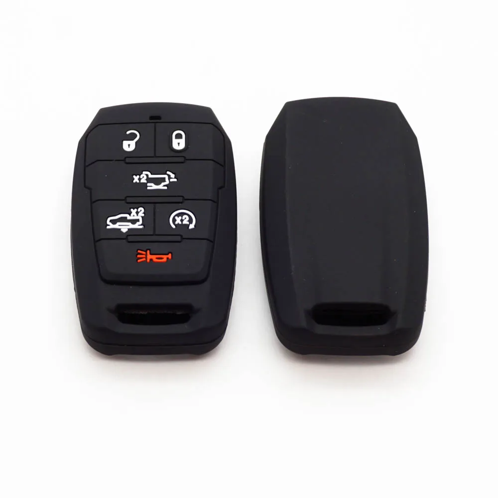 Xinyuexin Silicone Car Key Case Cover Fob for Dodge Ram 1500 Smart Key 6 Buttons 2019 2020 New Remote Key Holder Bag Protection