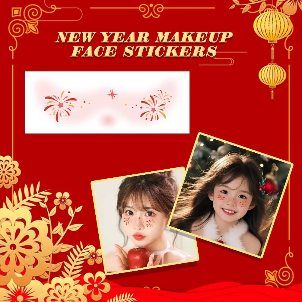 New Year Makeup Face Sticker Tattoo Face Lantern Blush Year New Sticker 2025 Sticker Face N3I6