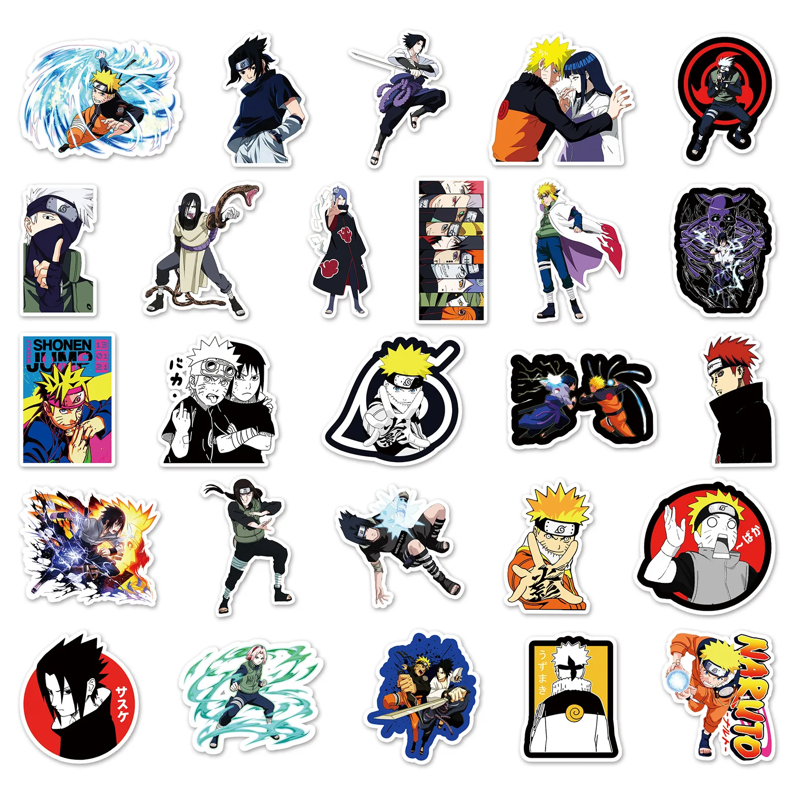 50 Pcs Naruto Shippūden Sasuke Naruto Kakashi Anime Cartoon Sticker DIY Graffiti Notebook Skateboard Waterproof Decor Toys Gift