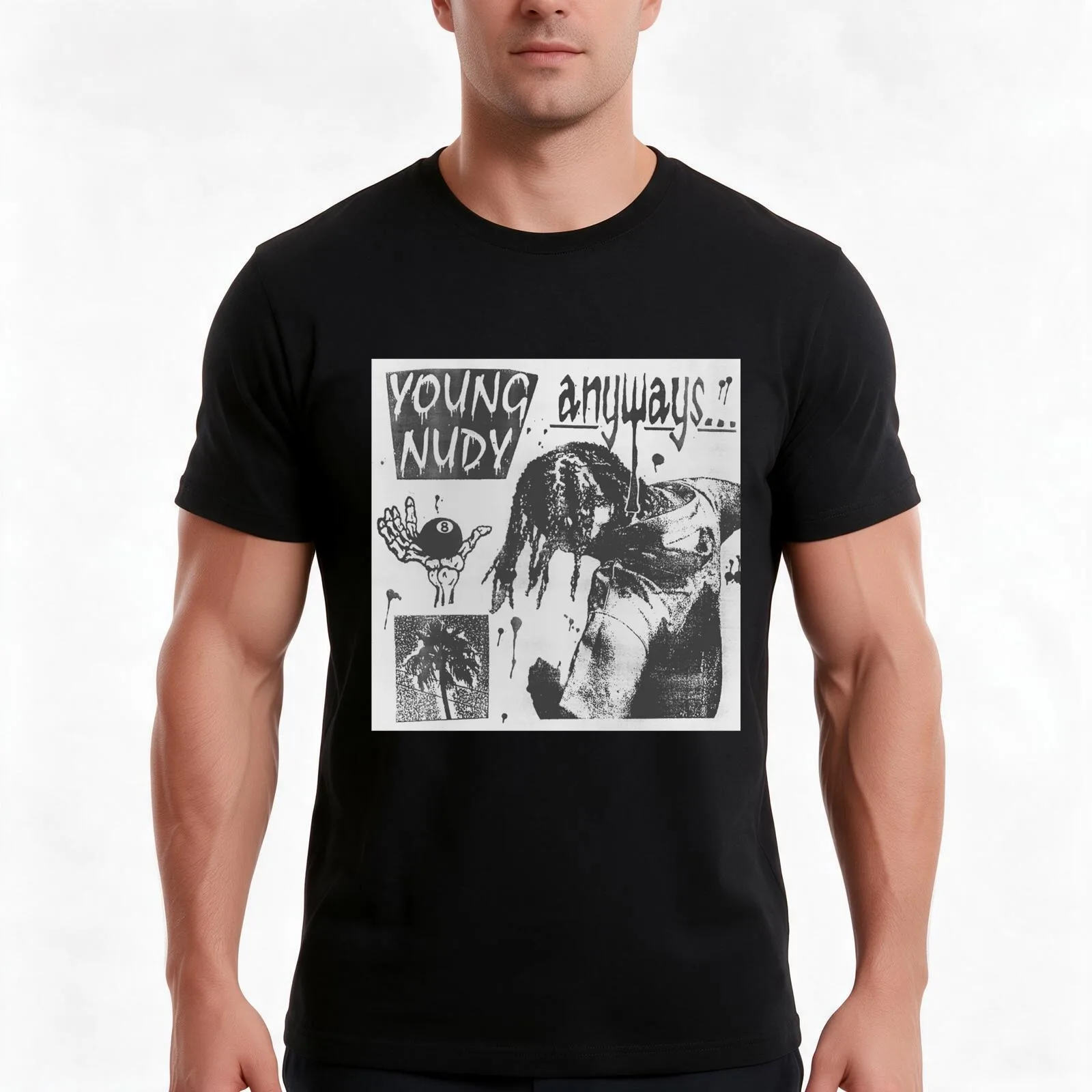 young-nudy anyways, nudy T-Shirt, Summer Casual Cotton Tee, Oversized Streetwear Tops, Vintage Graphic Print, Unisex Men Women