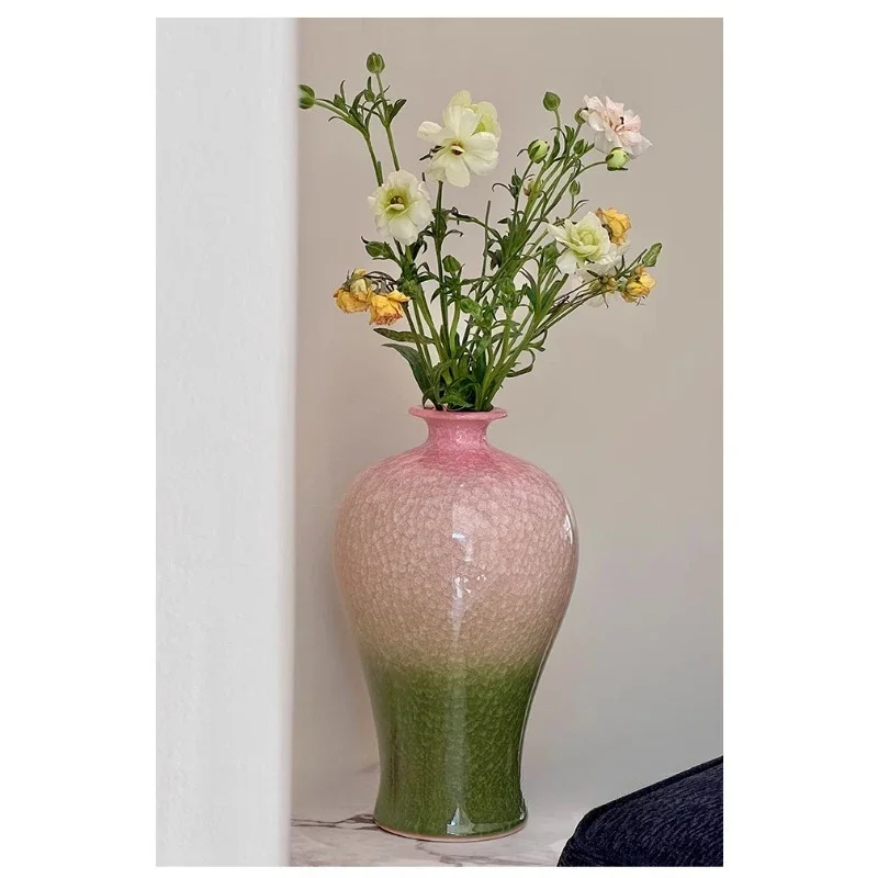 Home New Chinese style flower arrangement living room entrance antique ceramic vase decorative desktop ornament