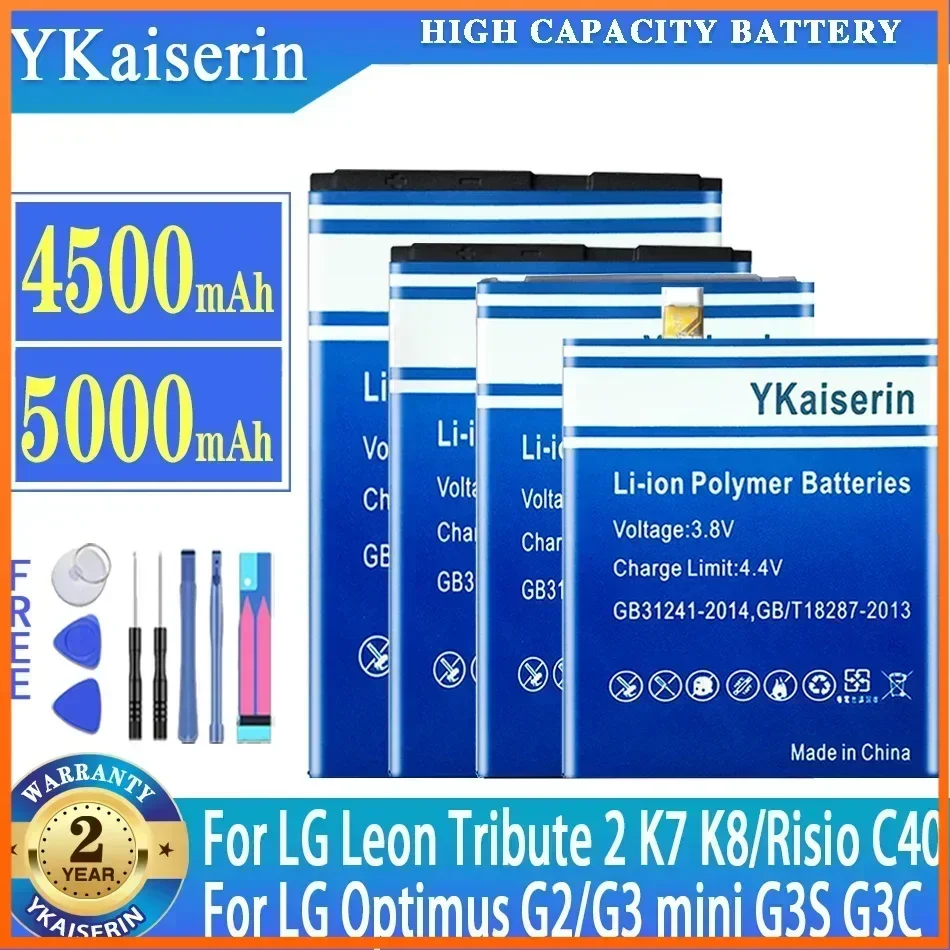 YKaiserin Battery For LG H340 H345 Risio C40 Tribute 2 K7 K8 LS675 D213 Optimus G2 F320 F320L F320L F320S G3 Beat Mini G3s G3c