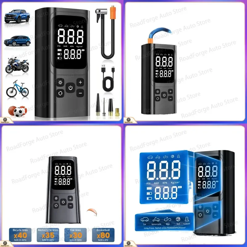for YINGBOOST Tire Inflator Portable Air Compressor 150PSI Cordless Tire Pump Air Pump for Car with Pressure Gauge LED Light