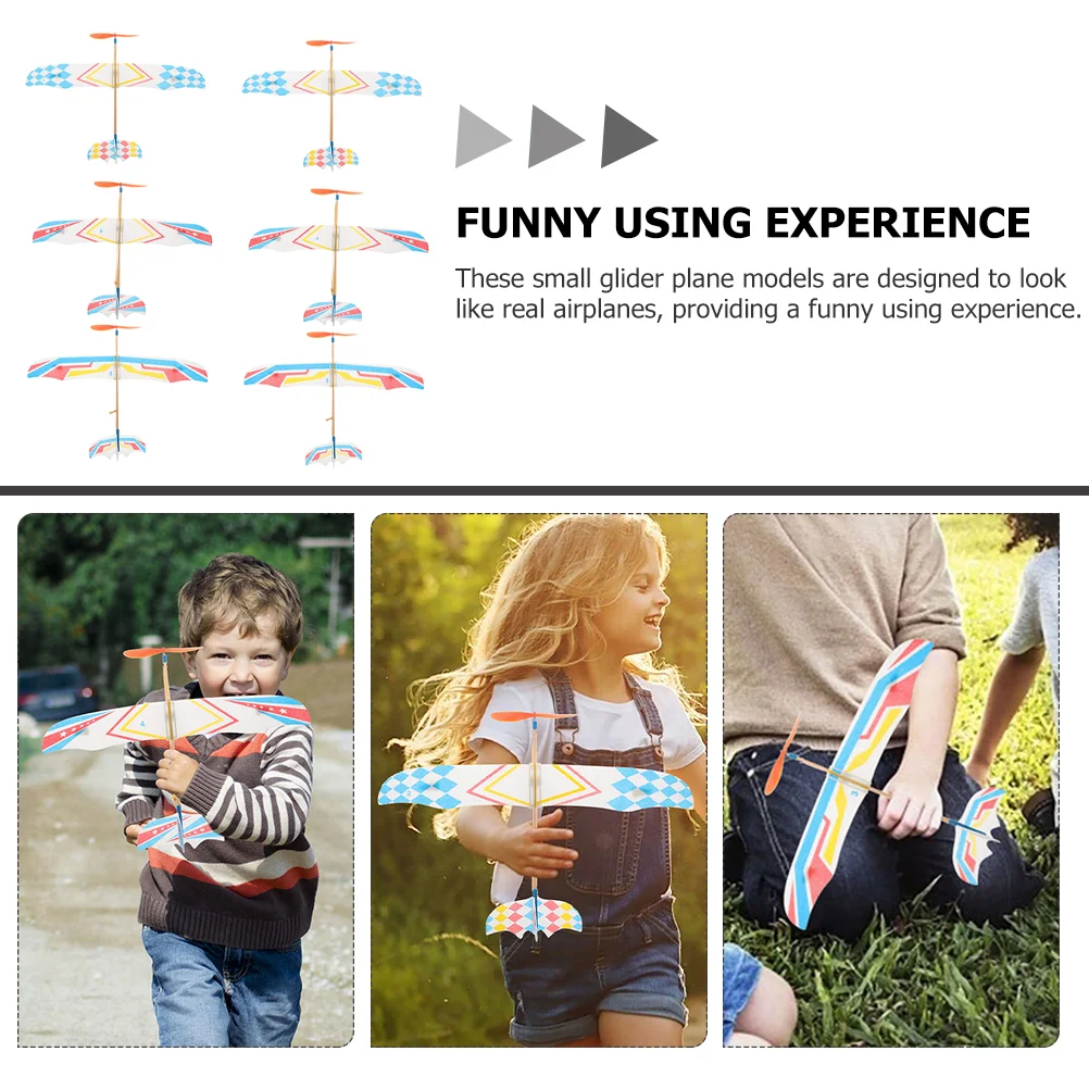 8 Pcs Foam Airplane Rubber Band Toys Outdoor Glider Model Elasticity Child Flying