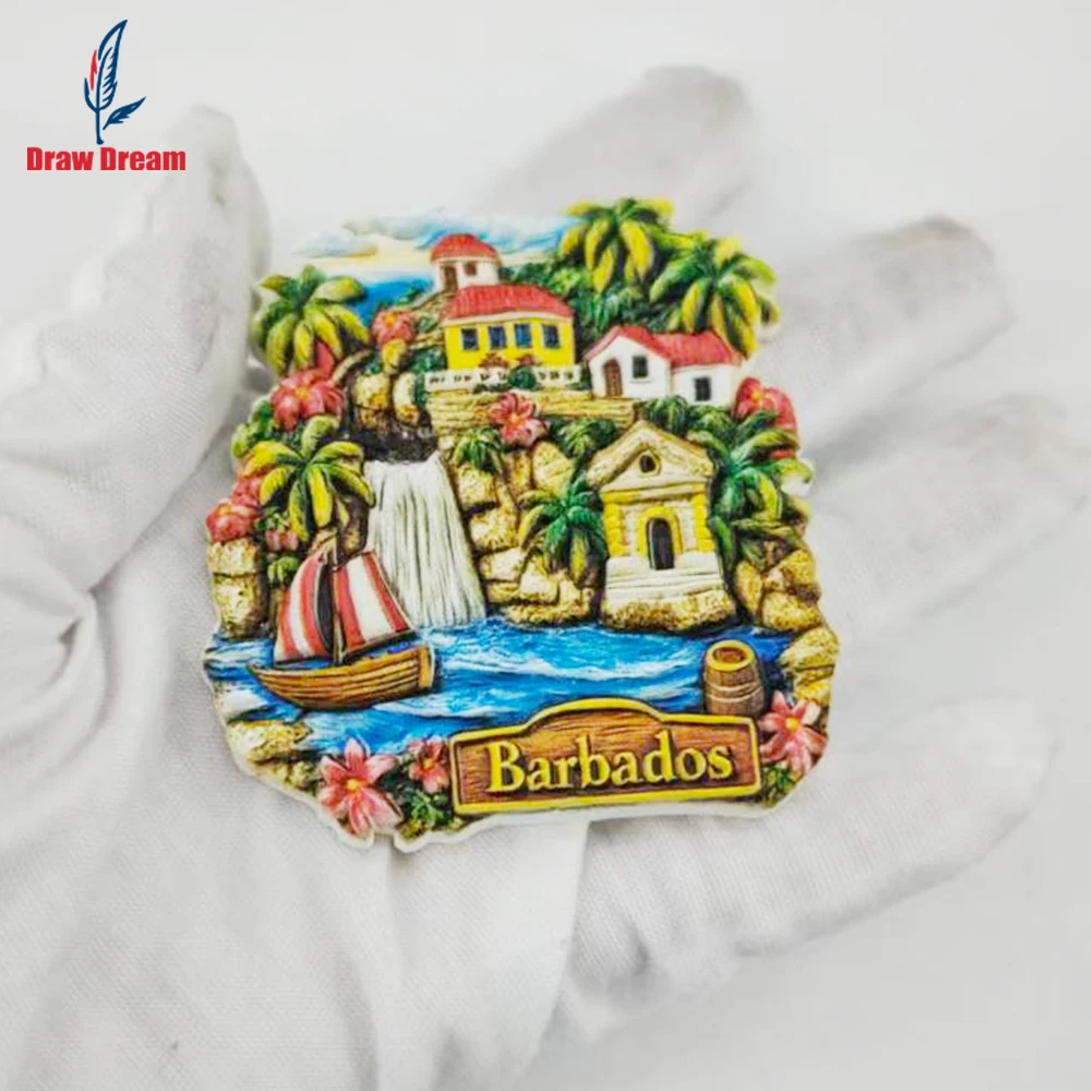 1Pc Barbados Fridge Magnet, World Travel Souvenir Collection, Suitable for Home and Office Decoration, Personalized Exclusive Travel Souvenir Magnetic Fridge Magnet, Home Decoration, Kitchen, Room, Office, Cabinet Crafts Gift, Holiday Souvenir, Exquisite Small Gift