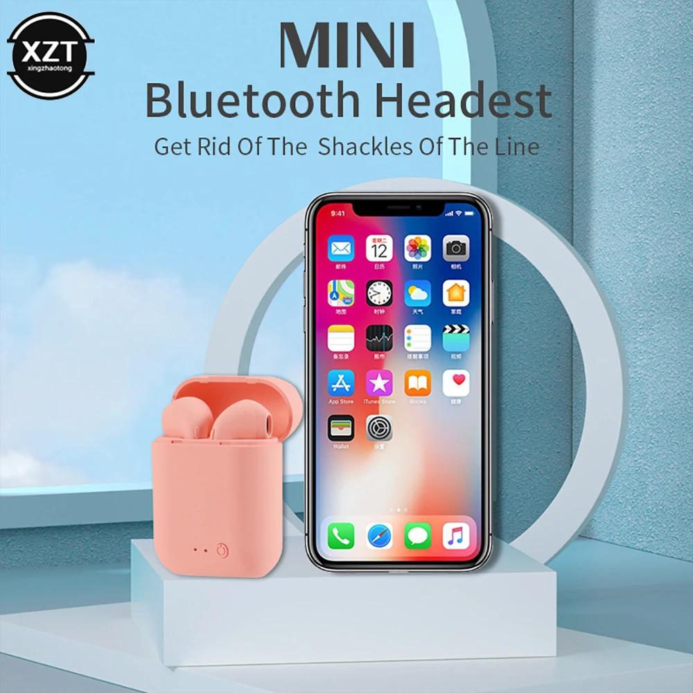 Wireless Headphones for PK i7 i12 Bluetooth-compatible Earphones for TWS Mini 2 Matte Macaron Headset with Mic Charging Box