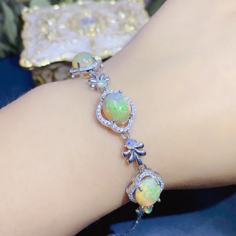 Natural Opal Bracelet for women silver 925 jewelry luxury gem stones 18k gold plated free shiping items