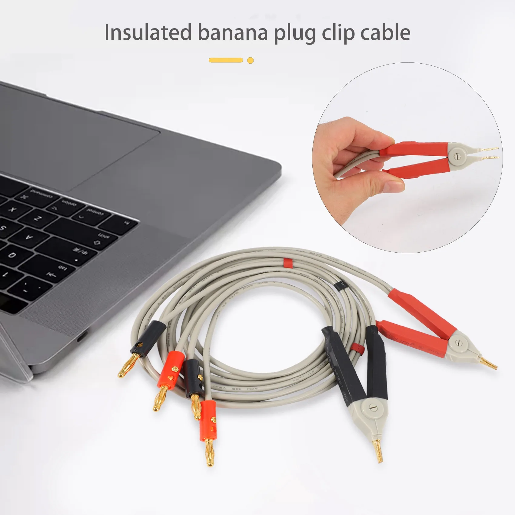 Neu!! 1 Paar isolierte Bananenstecker-Clips, Kabel, geringer Widerstand, LCR-Clip-Sonde führt Testmeter-Terminal, Kelvin