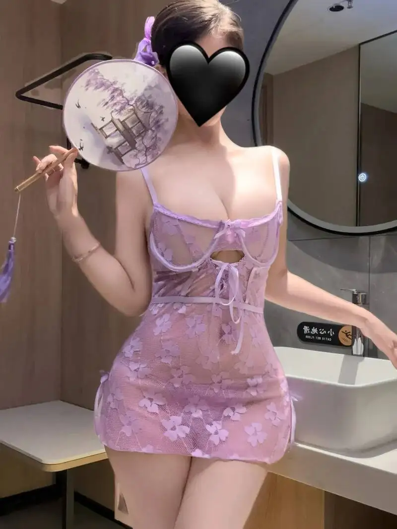 Sexy transparente renda guarnição vestido sem costas sem costas profundo v suspensórios sem mangas malha flor impressão vestido transparente elegante ai6x