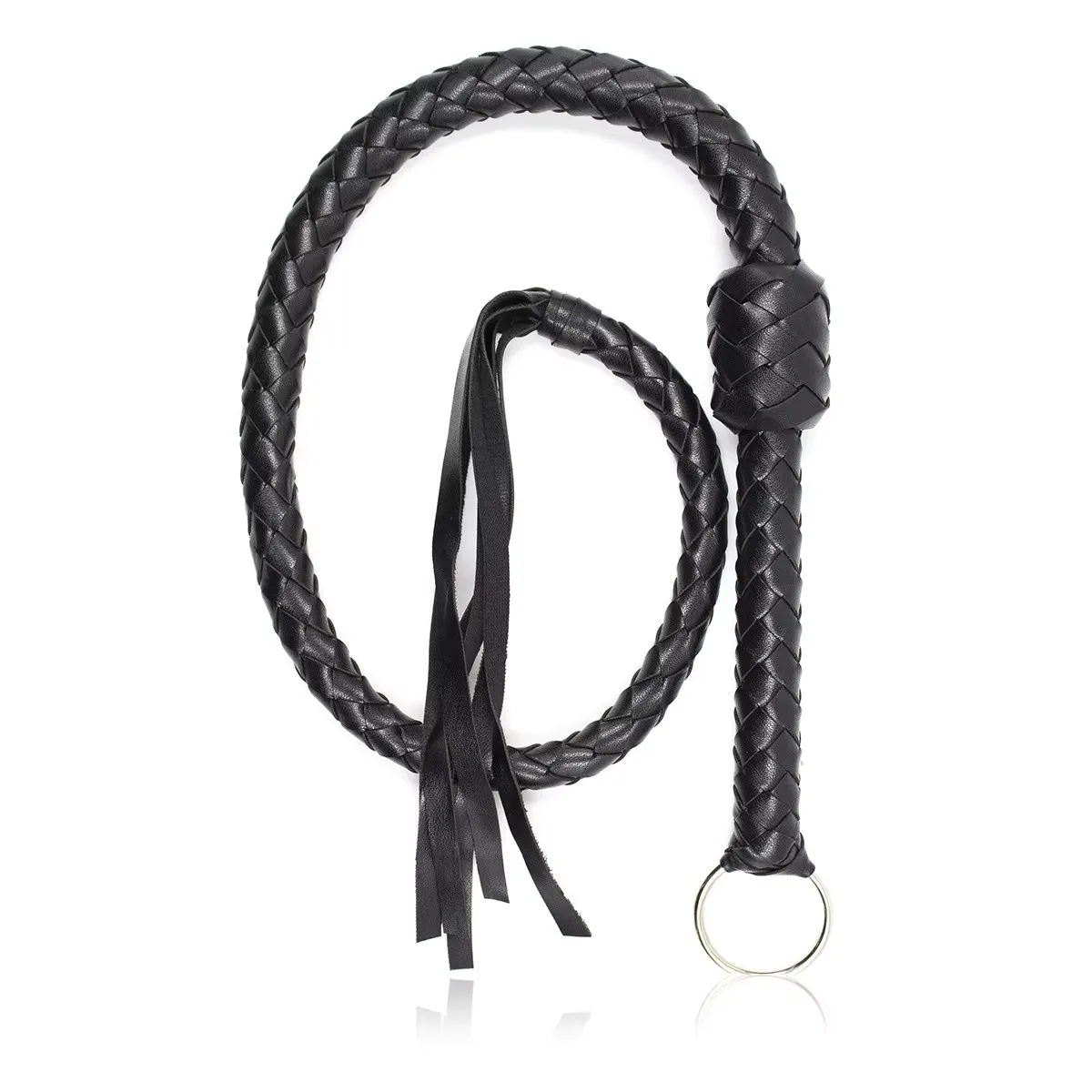 

116CM PU Leather Plait Weave Horse Whip,Comfortable Handle Flogger Equestrian Whips Teaching Training Riding Whips
