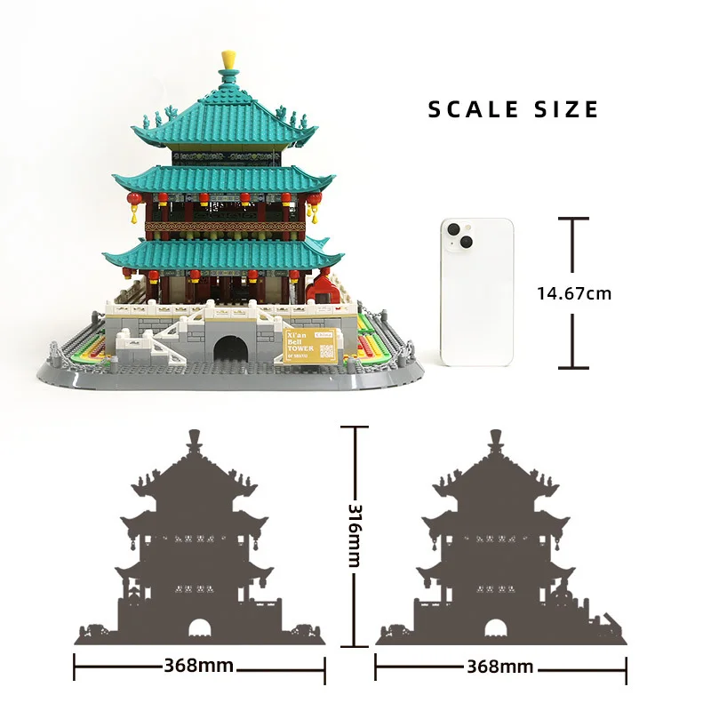 Creative China Historical Cultural Architecture Model Block The Bell Tower Drum Tower Building Brick Educational Toy Collection