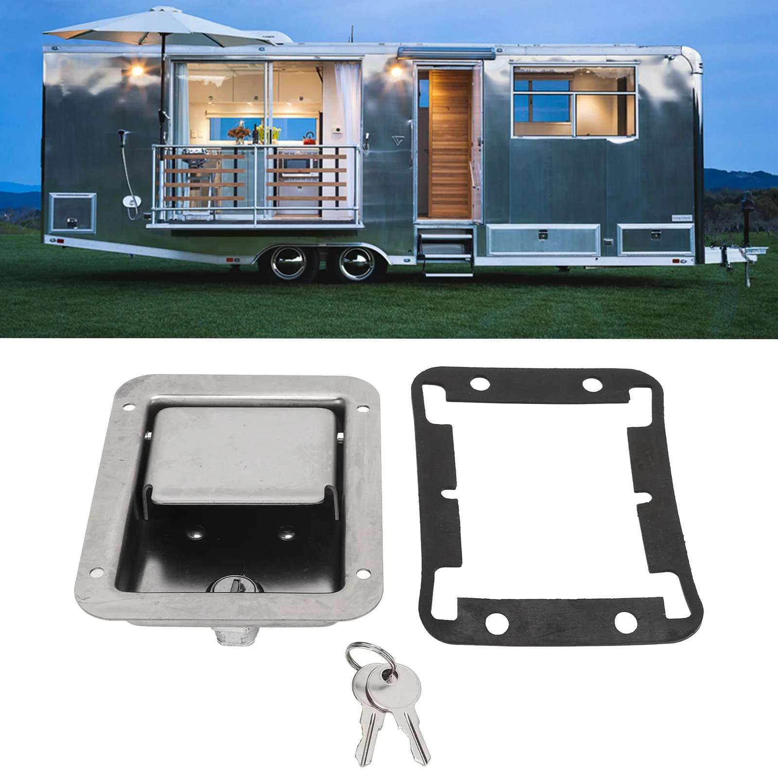 

Trailer Toolbox RV Paddle Stainless Steel Toolbox Lock RV Handle Paddle Lock with 2 Keys for Trailer Truck