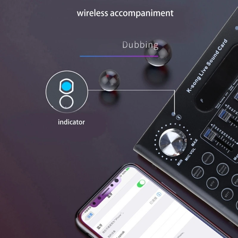 

Bluetooth-compatible Voice Changer Sound Card DJ Mixer with Multiple Sound Effects for Live Streaming Music