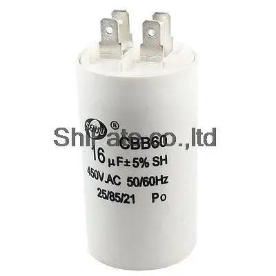 16uF 450VAC CBB60 Motor Running Capacitor White for Washing Machine