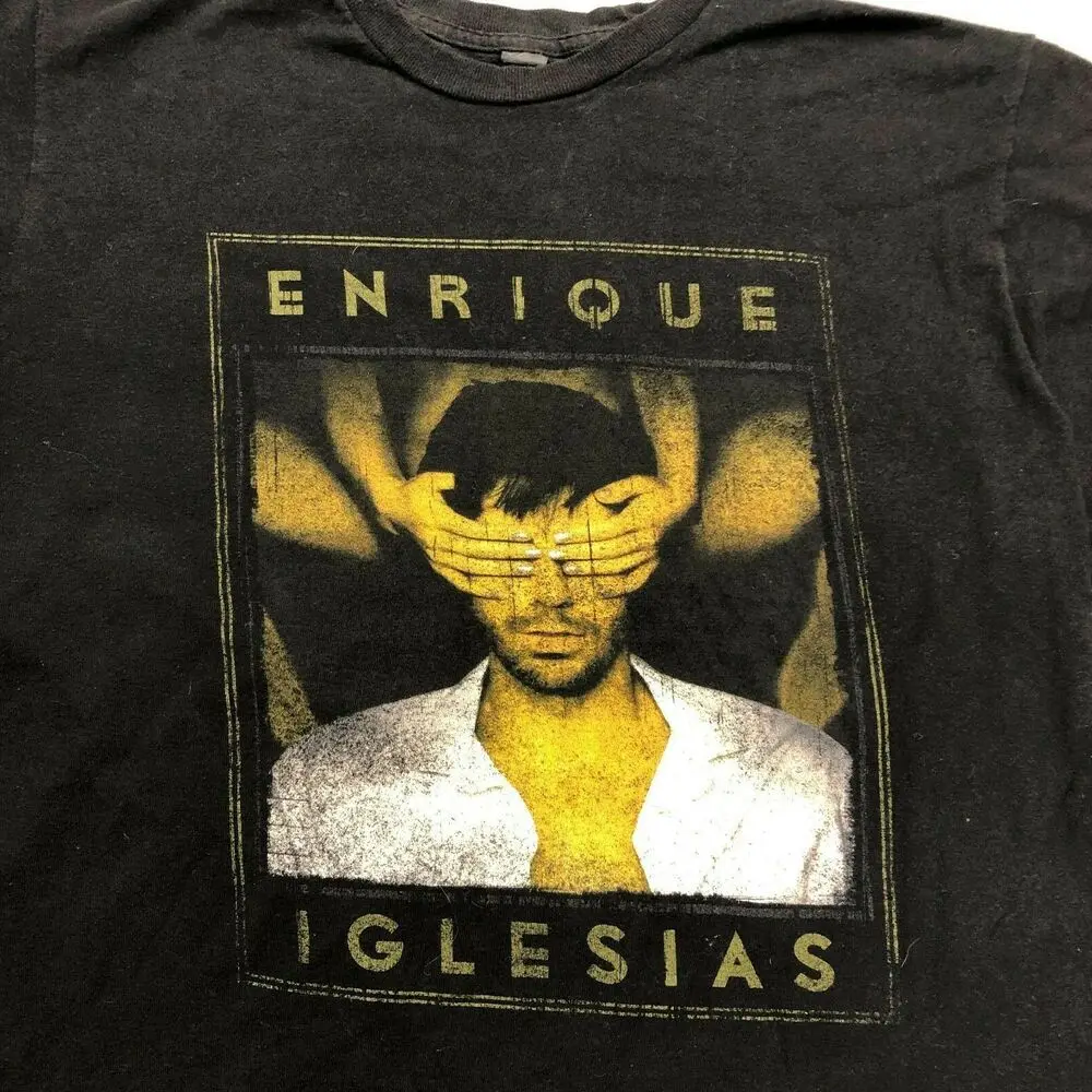 Enrique Iglesias ‎Sex And Love 2014 Album Tour Logo size L Large Black T Shirt Funny Short Sleeve Tshirt Streetwear