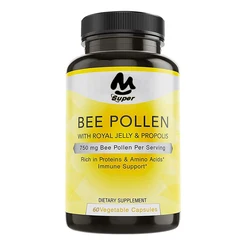 Propolis Pollen Supplement, Contains Propolis and Royal Jelly with Antioxidant Properties, 60 Non-GMO Vegetarian Capsules