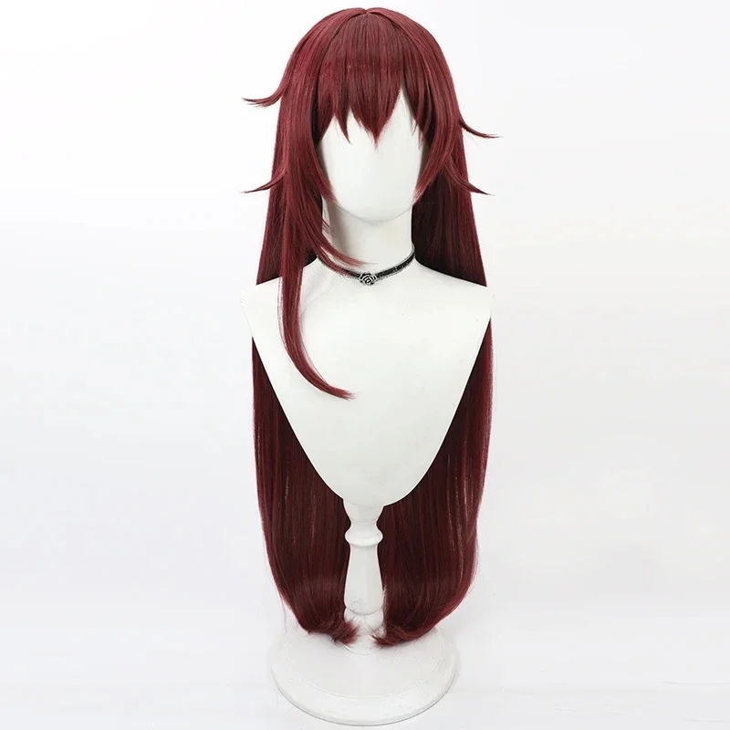 Honkai Impact 3 Eden Cosplay Wig 90cm Long Burgundy Red Heat Resistant Synthetic Hair Halloween Party Carnival Role Play