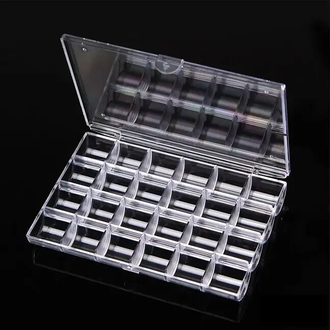 Transparent Empty Box False Nail Art Tips Storage Container Organizer Case 12/24 Cells Divided Acrylic Nails Accessores Tools ##