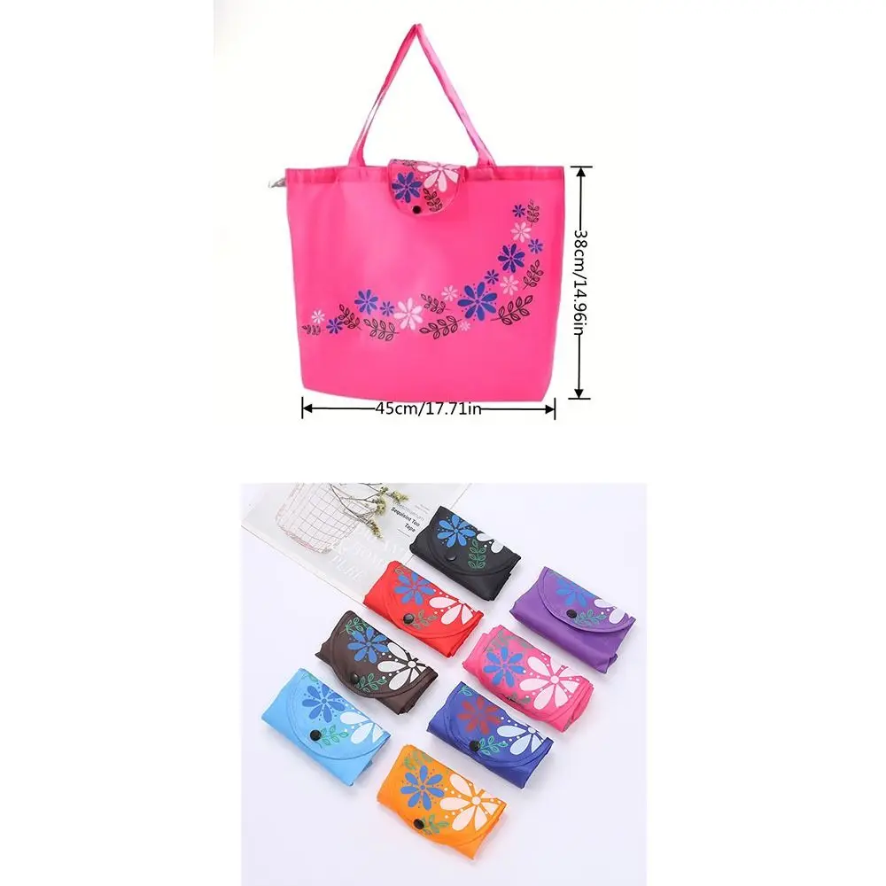 Folding Eco-Friendly Grocery Bag Floral Print Reusable Tote Bag Large-Capacity Foldable Shopper Bag Kitchen