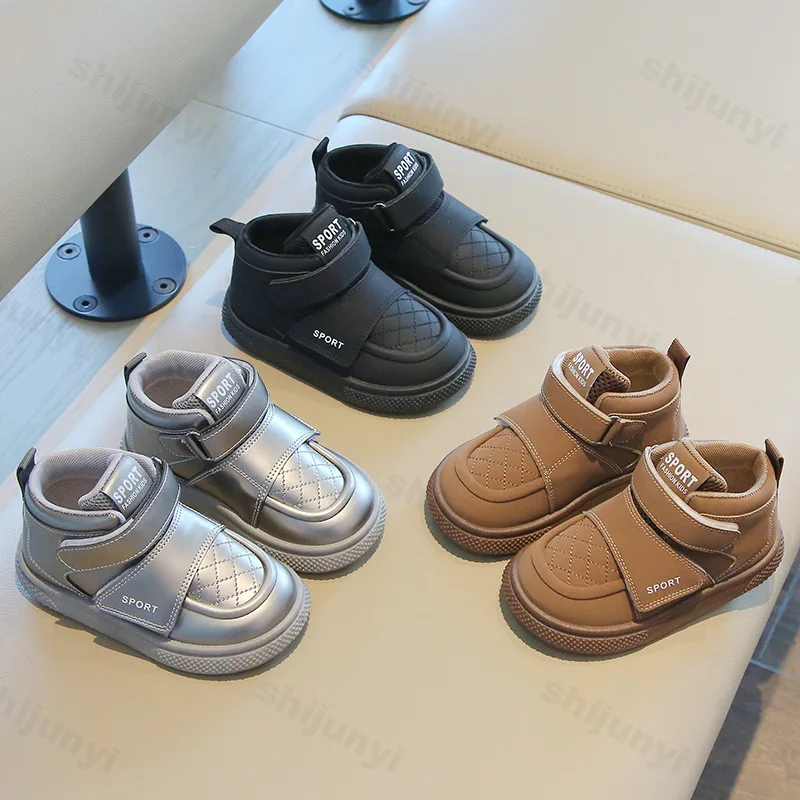 Children's Casual Shoes 2025 Autumn High Top Sports Shoes Boys Girls Fashion Non Slip Comfortable Toddler Leisure Walking Shoes