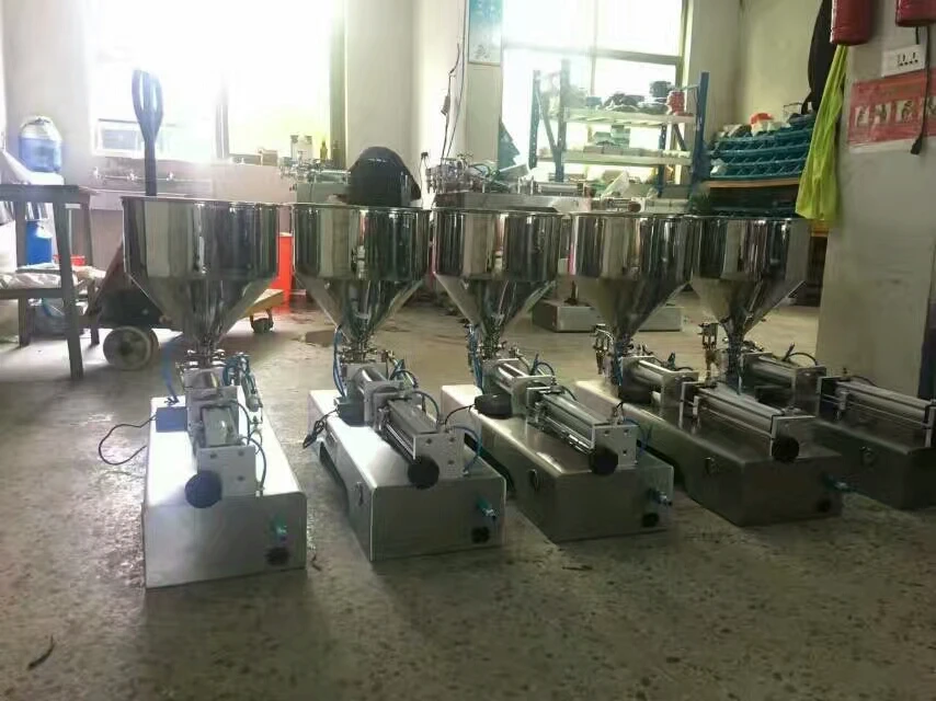 Single Nozzles Pneumatic Glass Bottle Beverage Sauce Honey Cosmetic Cream Semi Automatic Piston Paste Filler Filling Machine