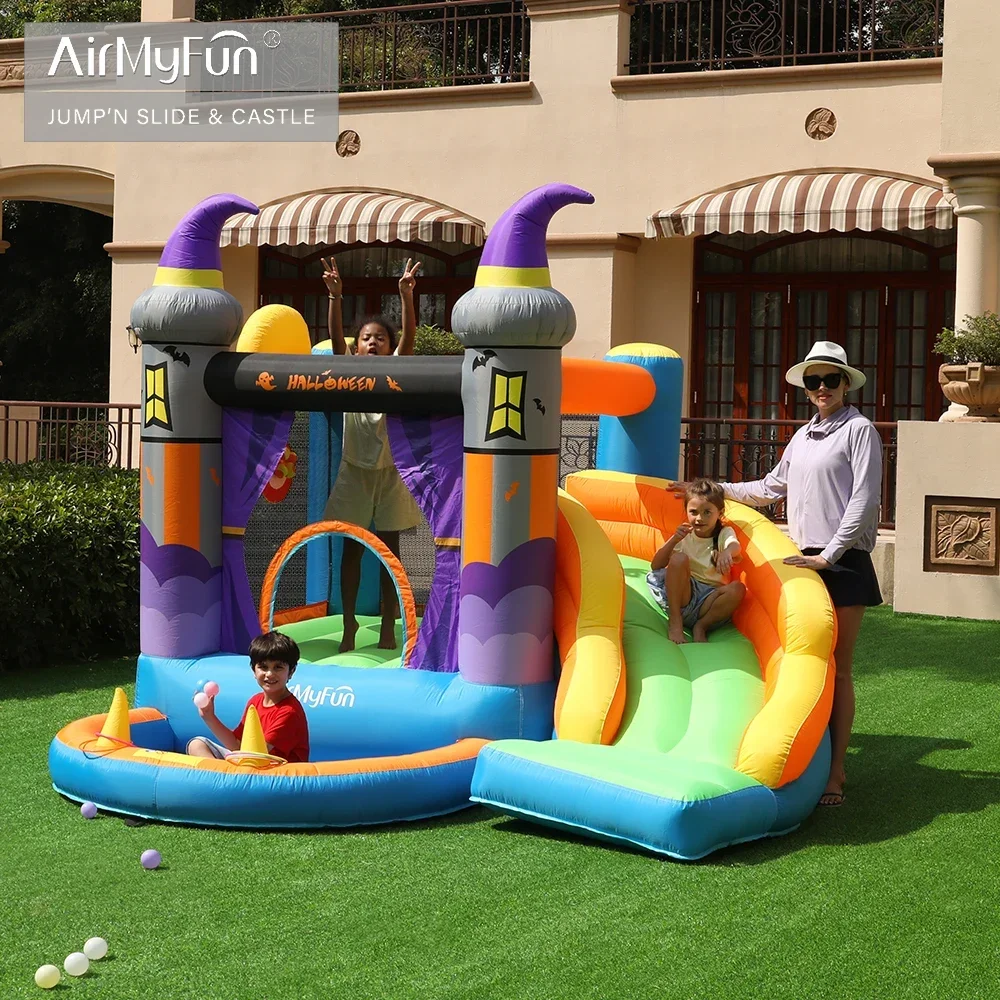 AirMyFun Bounce House Slide Volwassenen en kinderen Opblaasbare Halloween Uitsmijter Bouncy House Springkasteel Voor Party Festival speelgoed
