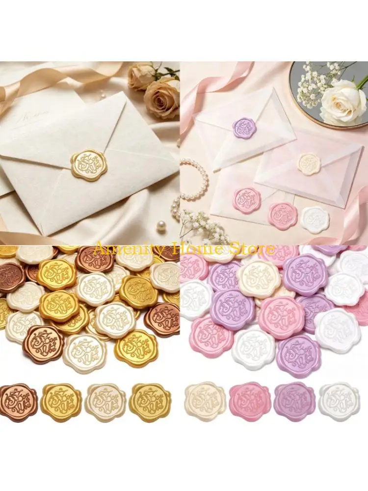 F26C Decorative Sealing Labels, 60-Piece Assorted Raised Wax Seal Stickers for Invitations, Envelopes, and Gift Wrapping