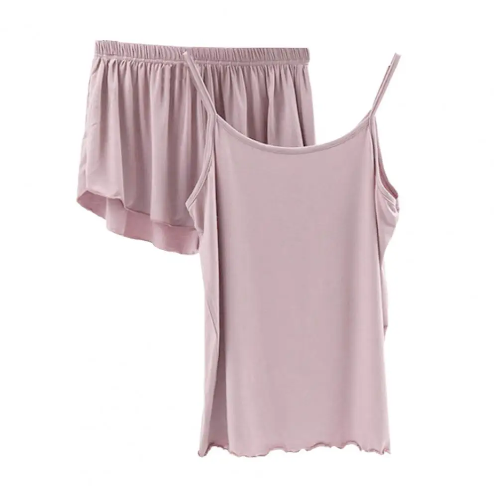 Ensemble de pyjama deux pièces pour femme, vêtements de détente d'été, short à taille élastique, camisole pour femme